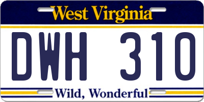 WV license plate DWH310