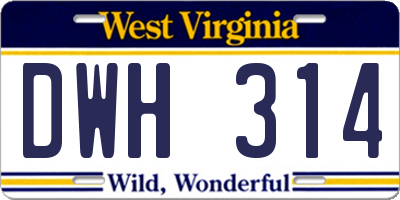 WV license plate DWH314