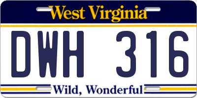 WV license plate DWH316