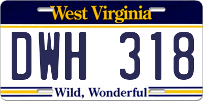 WV license plate DWH318