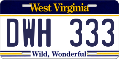 WV license plate DWH333
