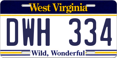 WV license plate DWH334