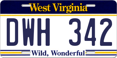 WV license plate DWH342