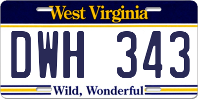 WV license plate DWH343