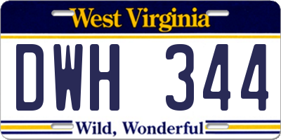 WV license plate DWH344