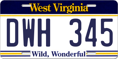 WV license plate DWH345