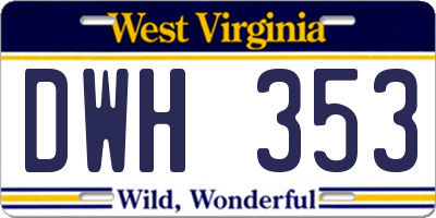 WV license plate DWH353
