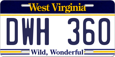 WV license plate DWH360