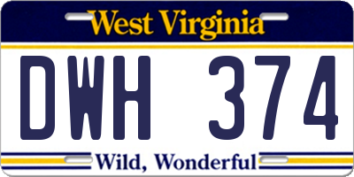 WV license plate DWH374