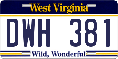 WV license plate DWH381
