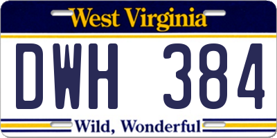 WV license plate DWH384