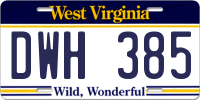 WV license plate DWH385