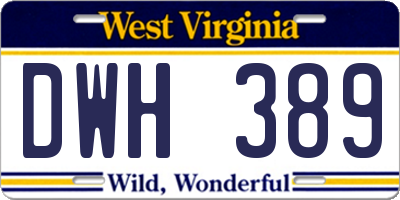 WV license plate DWH389