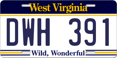 WV license plate DWH391