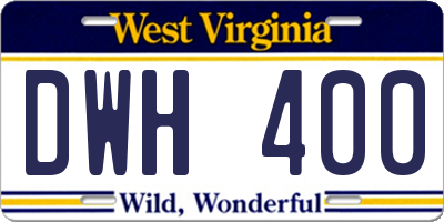 WV license plate DWH400