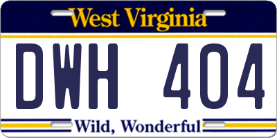 WV license plate DWH404