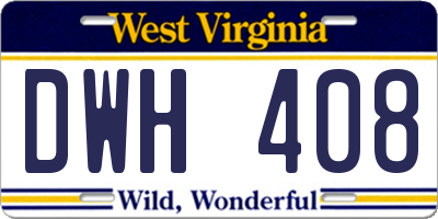WV license plate DWH408