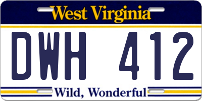 WV license plate DWH412