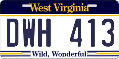 WV license plate DWH413