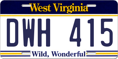 WV license plate DWH415