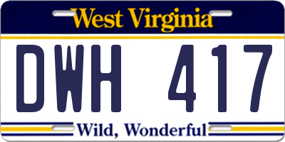 WV license plate DWH417