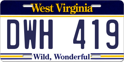 WV license plate DWH419