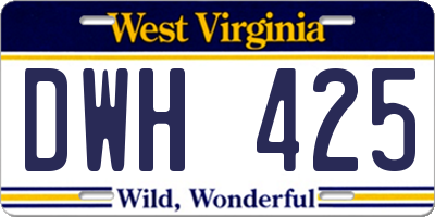 WV license plate DWH425