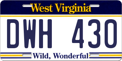 WV license plate DWH430