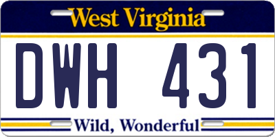 WV license plate DWH431
