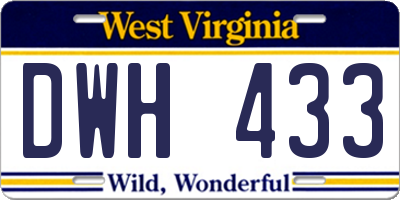 WV license plate DWH433