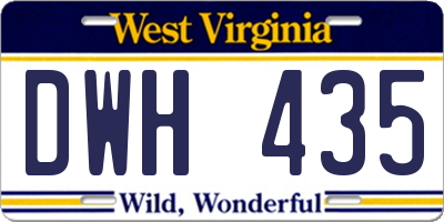 WV license plate DWH435