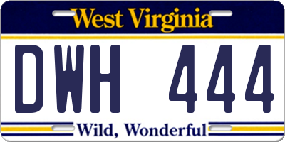 WV license plate DWH444