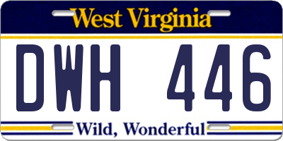 WV license plate DWH446