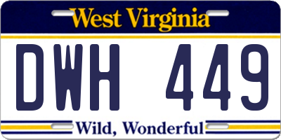 WV license plate DWH449