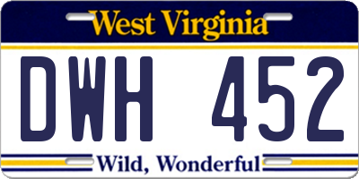 WV license plate DWH452