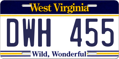WV license plate DWH455