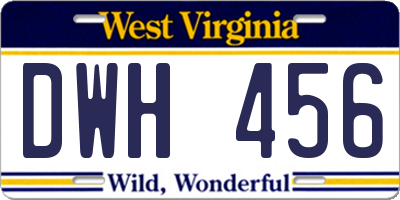 WV license plate DWH456