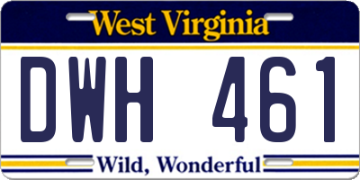 WV license plate DWH461