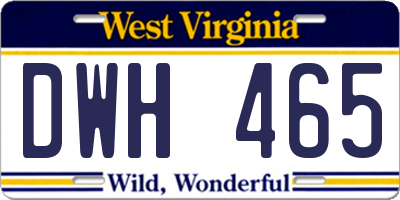 WV license plate DWH465