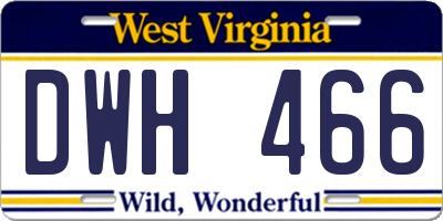WV license plate DWH466