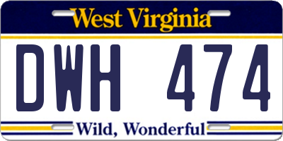 WV license plate DWH474