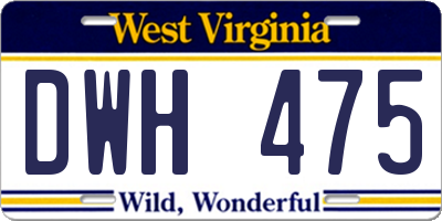 WV license plate DWH475
