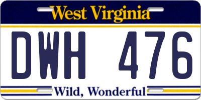 WV license plate DWH476