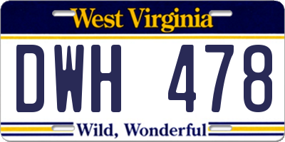 WV license plate DWH478