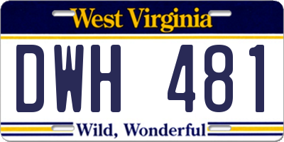 WV license plate DWH481