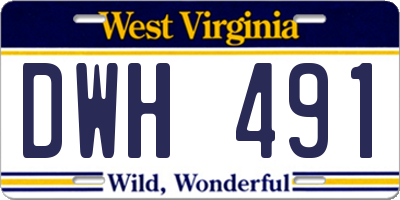 WV license plate DWH491