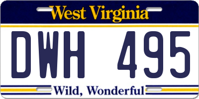 WV license plate DWH495