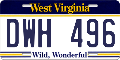 WV license plate DWH496