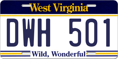 WV license plate DWH501