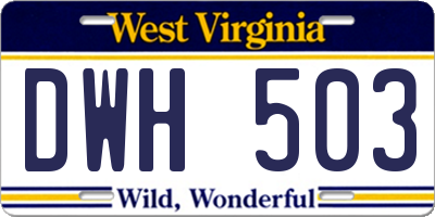 WV license plate DWH503